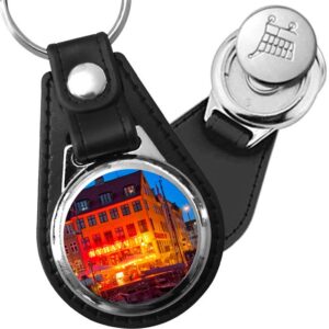 Porte-clé cuir avec médaillon ville Copenhague