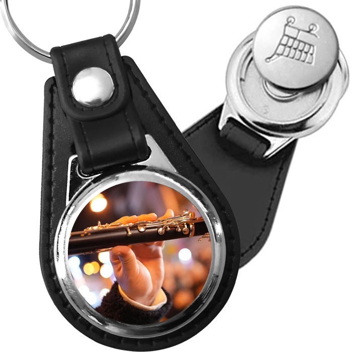 Porte-clé cuir avec médaillon instrument Cor Anglais