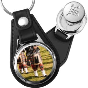 Porte-clé cuir avec médaillon instrument Cornemuse