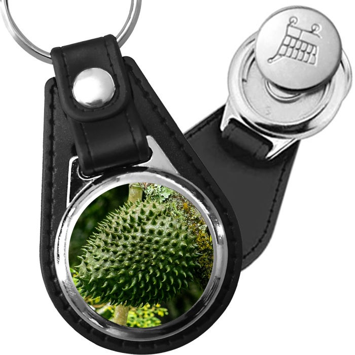Porte-clé cuir avec médaillon fruit Corossol