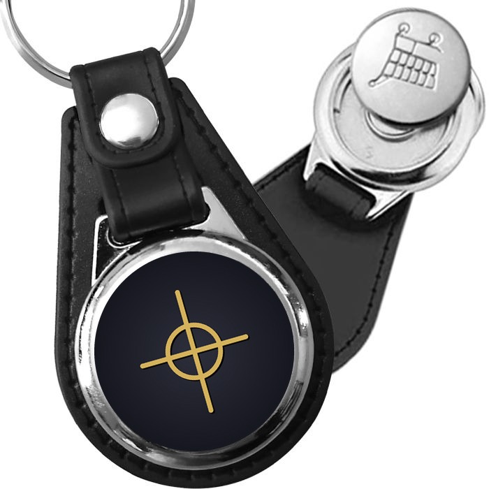 Porte-clé cuir médaillon viking gravé Croix Celtique
