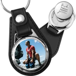 Porte-clé cuir avec médaillon sport Crossfit