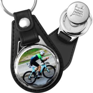 Porte-clé cuir avec médaillon sport Cyclisme