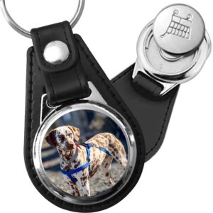 Porte-clé cuir avec médaillon chien Dalmatien