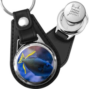 Porte-clé cuir avec médaillon poisson Demoiselle