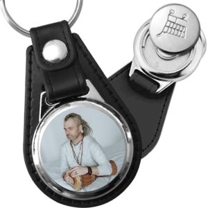Porte-clé cuir avec médaillon instrument Djembé