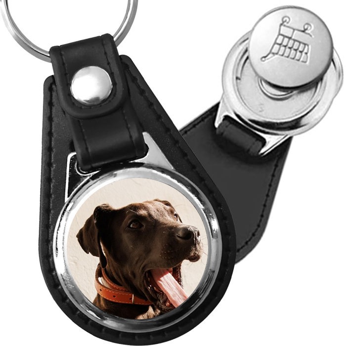 Porte-clé cuir avec médaillon chien Dogue Allemand