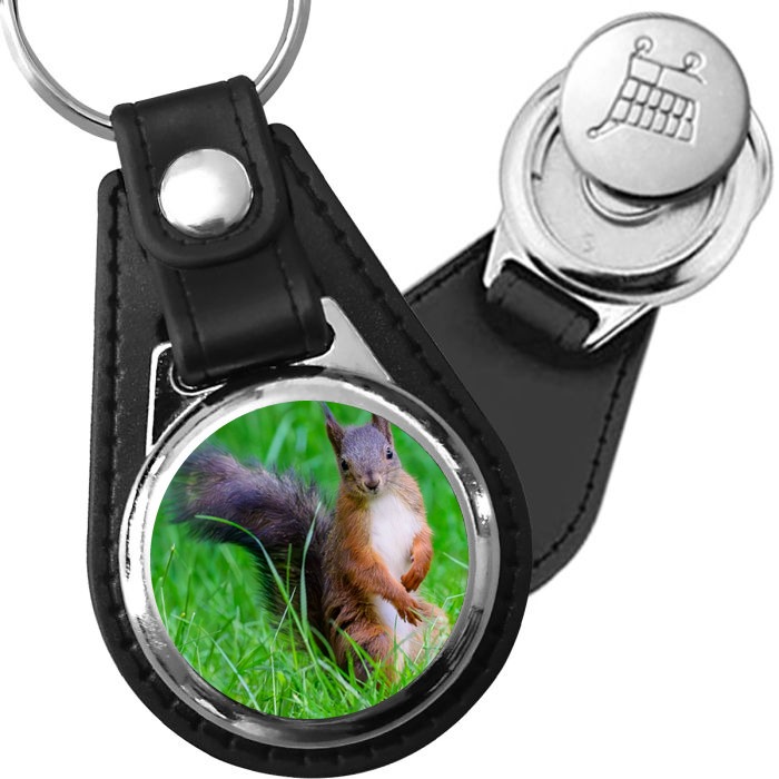 Porte-clé cuir avec médaillon mammifère Écureuil