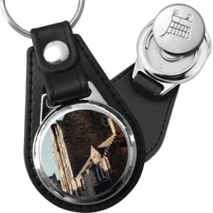 Porte-clé cuir avec médaillon ville Édimbourg