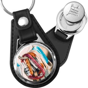 Porte-clé cuir avec médaillon sport Escalade