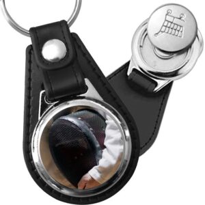 Porte-clé cuir avec médaillon sport Escrime