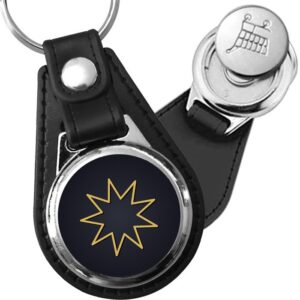 Porte-clé cuir médaillon viking gravé Étoile des Nornes