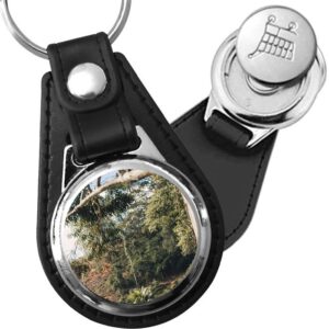 Porte-clé cuir avec médaillon arbre Eucalyptus