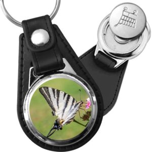 Porte-clé cuir avec médaillon insecte Flambé