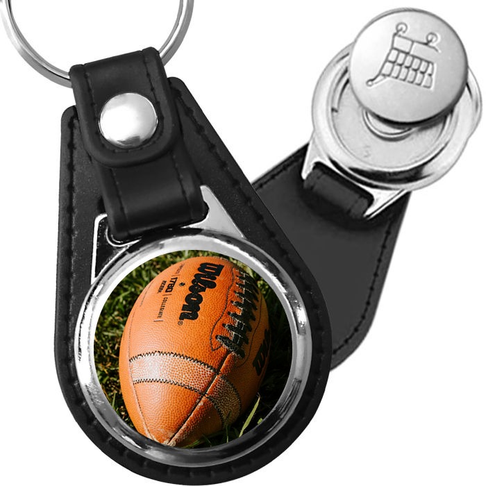 Porte-clé cuir avec médaillon sport Football Américain