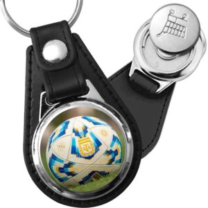 Porte-clé cuir avec médaillon sport Football