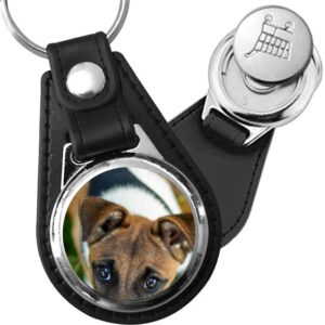 Porte-clé cuir avec médaillon chien Fox Terrier