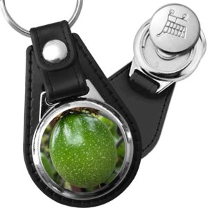 Porte-clé cuir avec médaillon fruit Fruit de la Passion