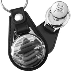 Porte-clé cuir médaillon zen Galets Empilés