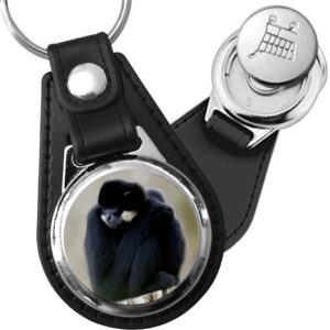 Porte-clé cuir avec médaillon mammifère Gibbon