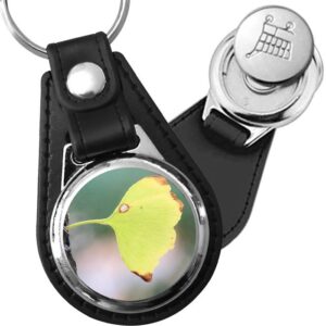 Porte-clé cuir médaillon zen Feuille de Ginkgo