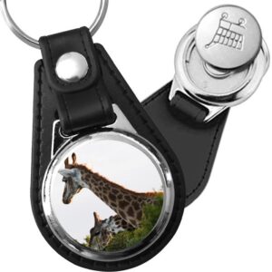 Porte-clé cuir avec médaillon mammifère Girafe