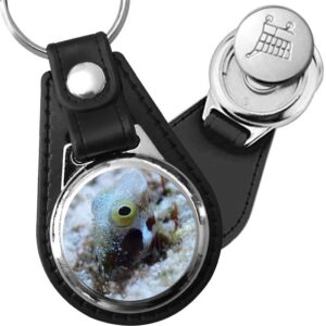 Porte-clé cuir avec médaillon poisson Gobie