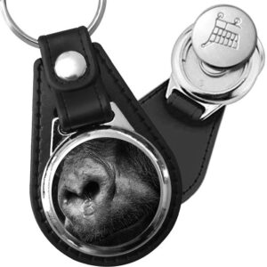 Porte-clé cuir avec médaillon mammifère Gorille