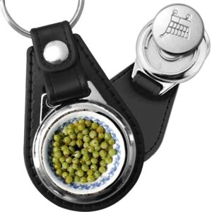 Porte-clé cuir avec médaillon fruit Groseille à Maquereau