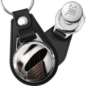Porte-clé cuir avec médaillon instrument Guitare