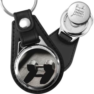 Porte-clé cuir avec médaillon sport Haltérophilie