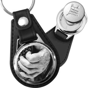 Porte-clé cuir avec médaillon instrument Harmonica