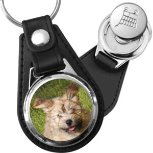 Porte-clé cuir avec médaillon chien Bichon Havanais