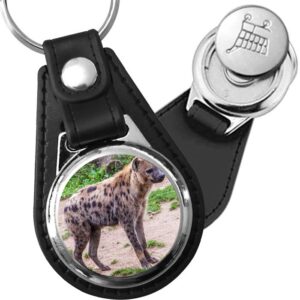 Porte-clé cuir avec médaillon mammifère Hyène