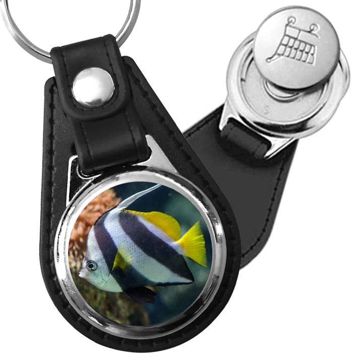 Porte-clé cuir avec médaillon poisson Idole des Maures