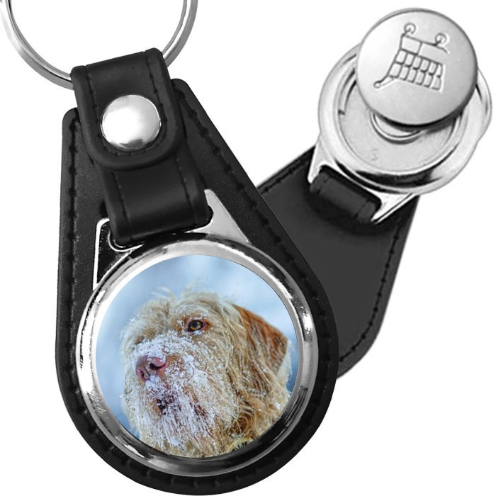 Porte-clé cuir avec médaillon chien Irish Wolfhound