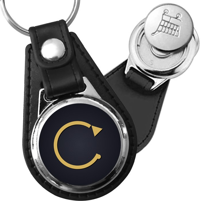 Porte-clé cuir médaillon viking gravé Jörmungandr