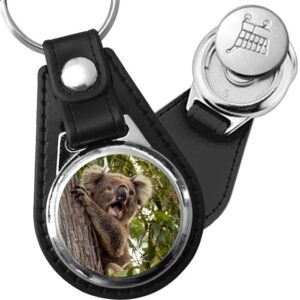 Porte-clé cuir avec médaillon mammifère Koala