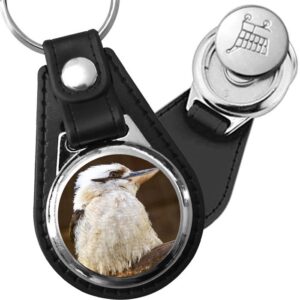 Porte-clé cuir avec médaillon oiseau Kookaburra