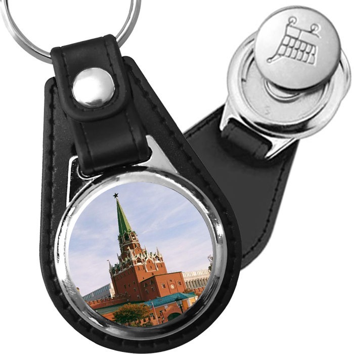 Porte-clé cuir avec médaillon monument Kremlin