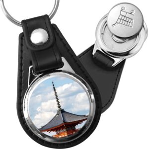 Porte-clé cuir avec médaillon ville Kyoto