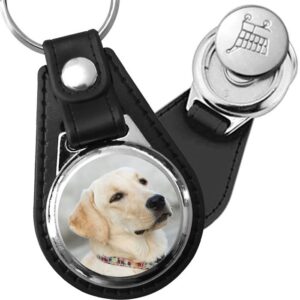 Porte-clé cuir avec médaillon chien Labrador