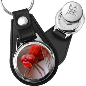 Porte-clé cuir avec médaillon insecte Libellule