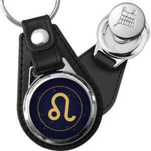 Porte-clé cuir médaillon Zodiaque Lion – Étoilé