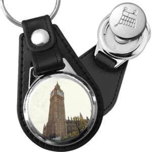 Porte-clé cuir avec médaillon ville Londres