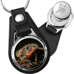 Porte-clé cuir avec médaillon insecte Luciole