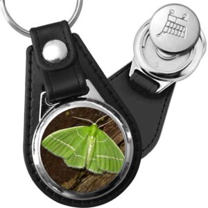 Porte-clé cuir avec médaillon insecte Papillon Luna