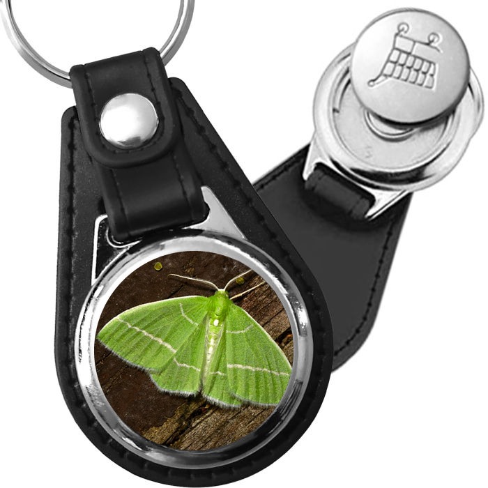Porte-clé cuir avec médaillon insecte Papillon Luna