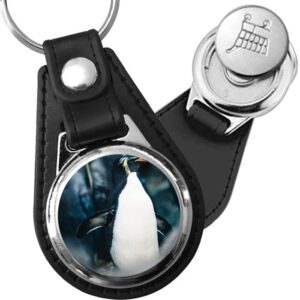 Porte-clé cuir avec médaillon oiseau Manchot