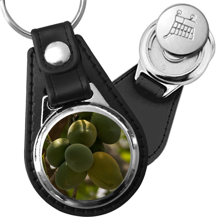 Porte-clé cuir avec médaillon arbre Manguier